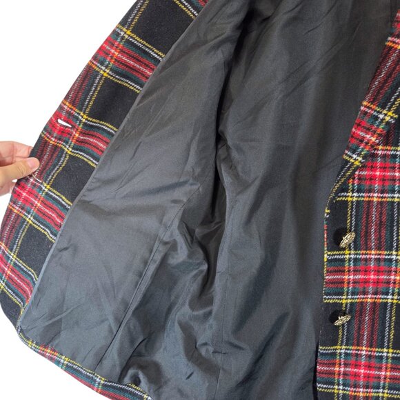 J Crew Stewart Tartan Wool-Blend Schoolboy Blazer Jacket Plaid Black Red Holiday - Picture 10 of 14